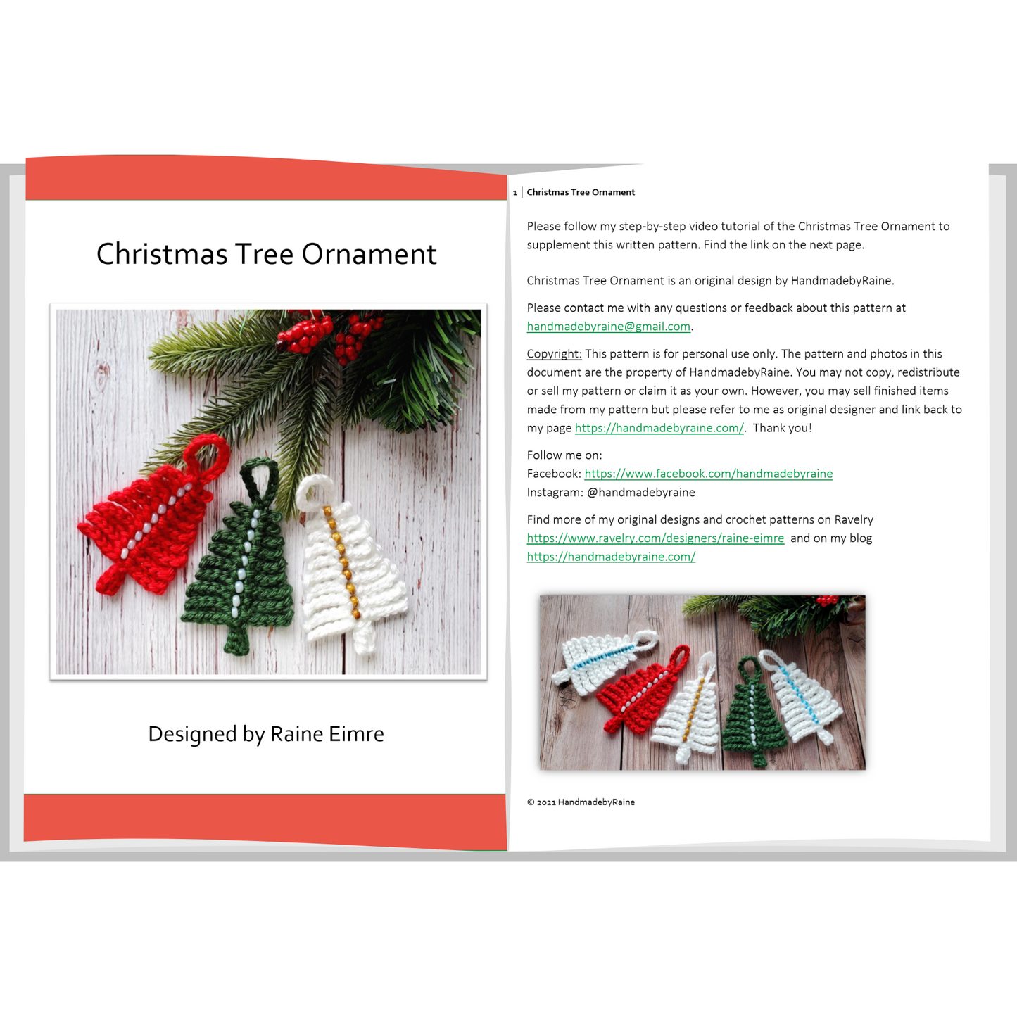 Christmas Tree Ornament PDF Crochet Pattern