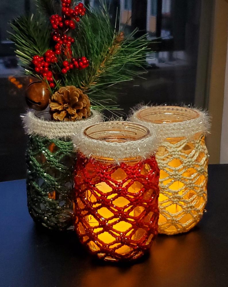 Christmas Jar Cozy PDF Crochet Pattern