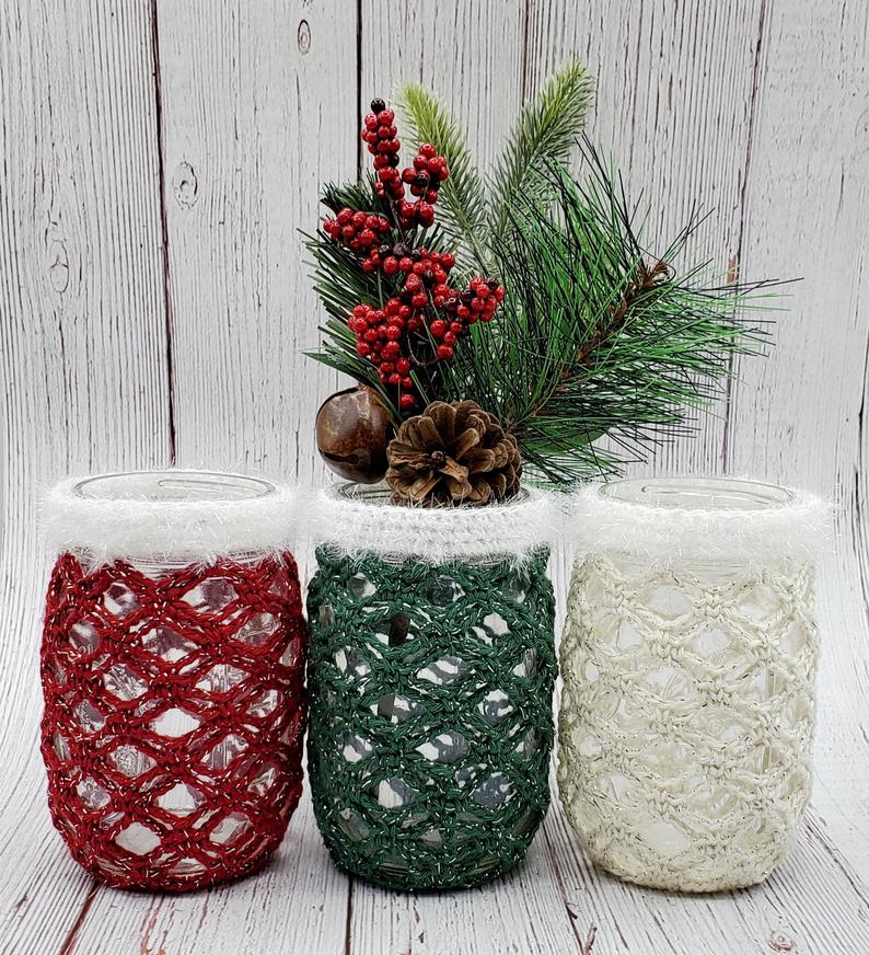 Christmas Jar Cozy PDF Crochet Pattern