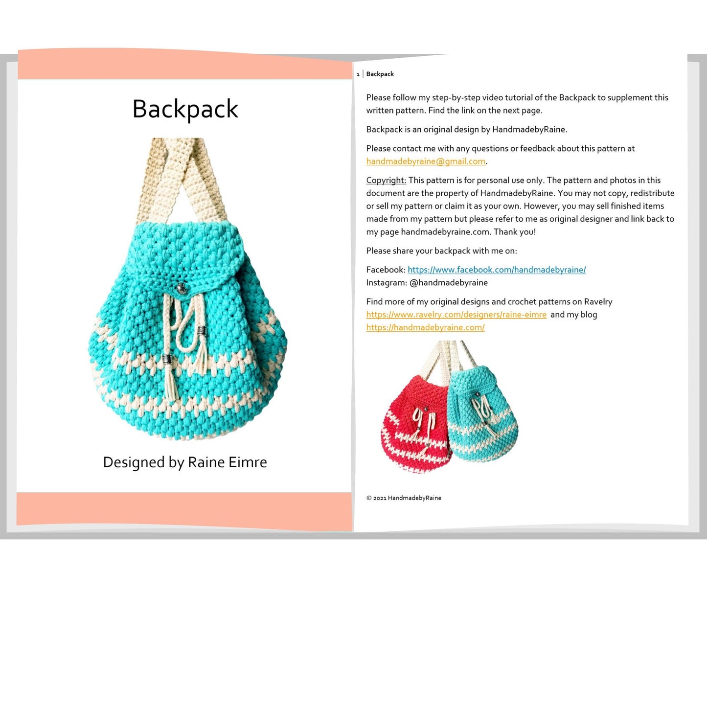 Backpack PDF Crochet Pattern