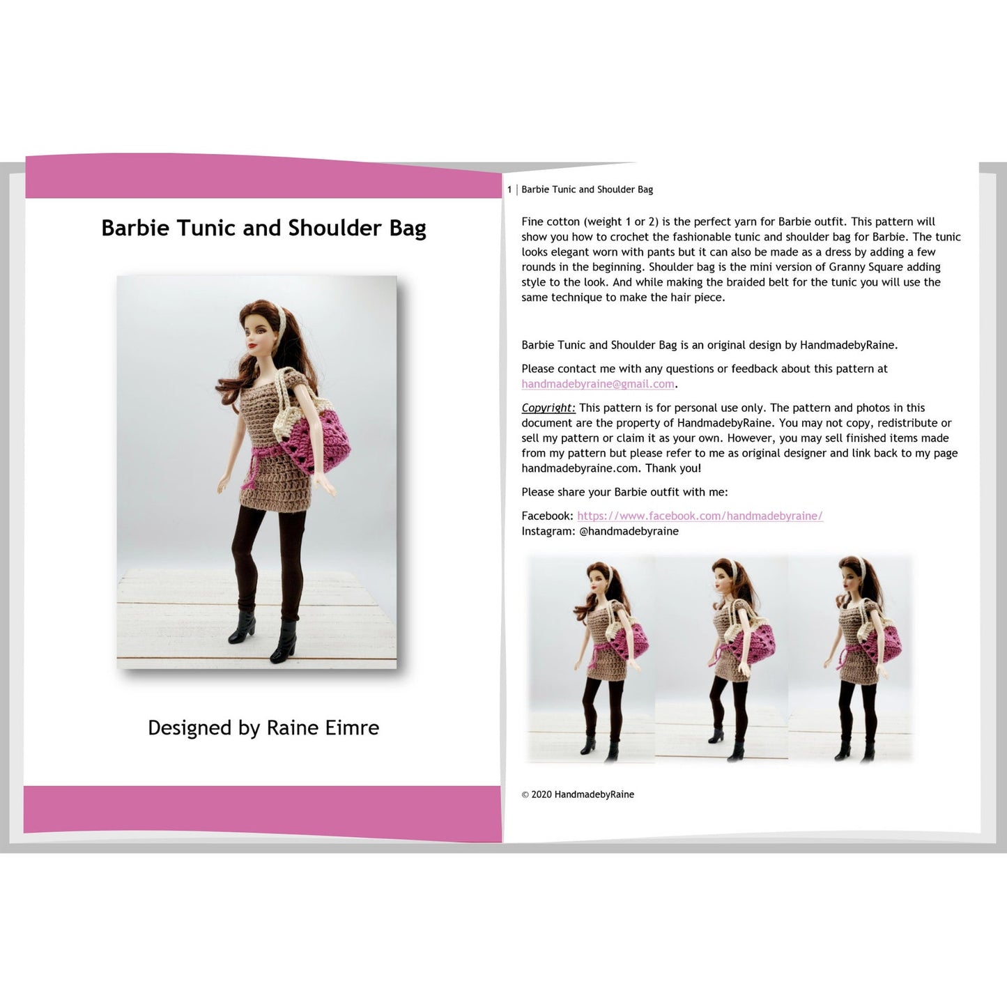 Barbie Tunic and Shoulder Bag PDF Crochet Pattern