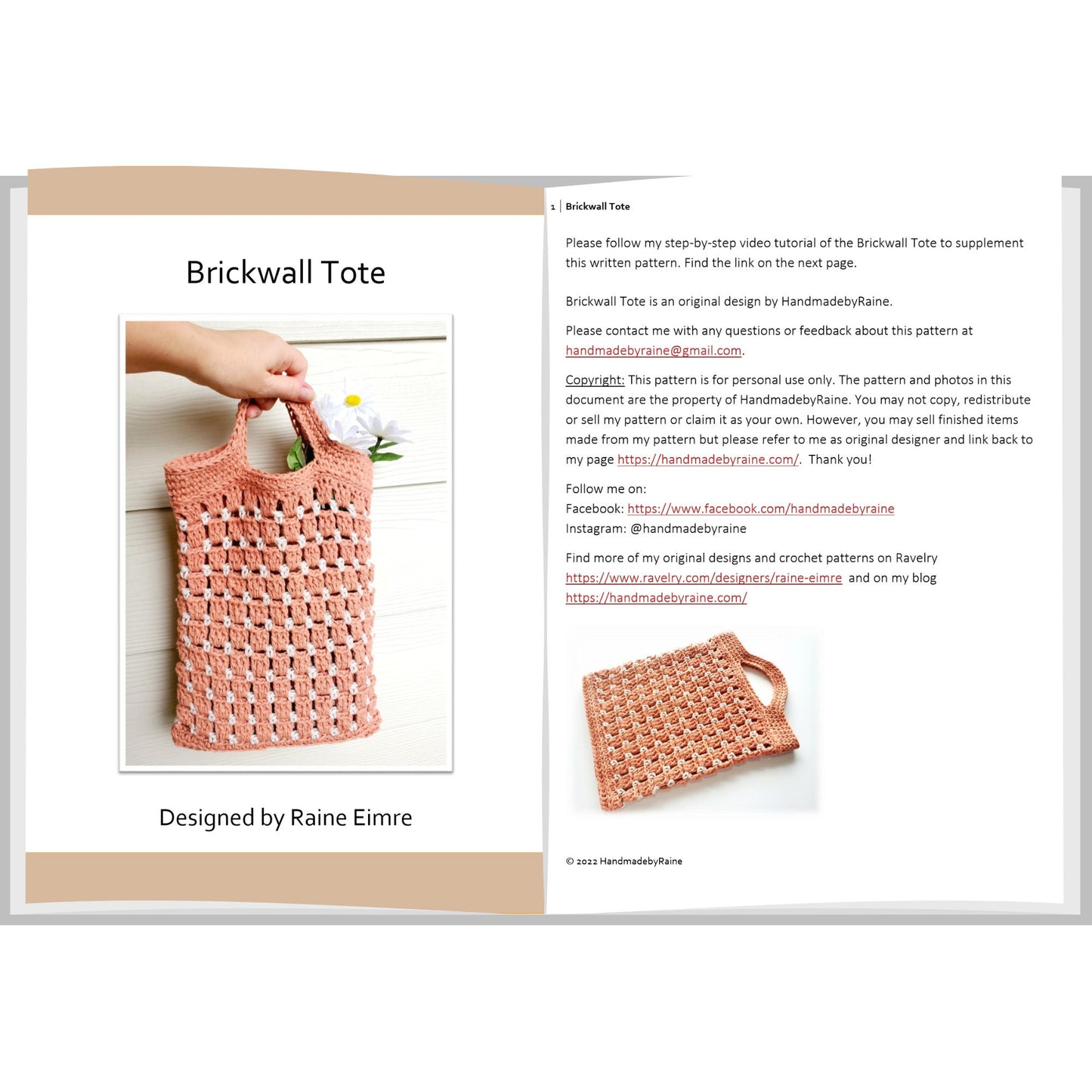 Brickwall Tote PDF Crochet Pattern