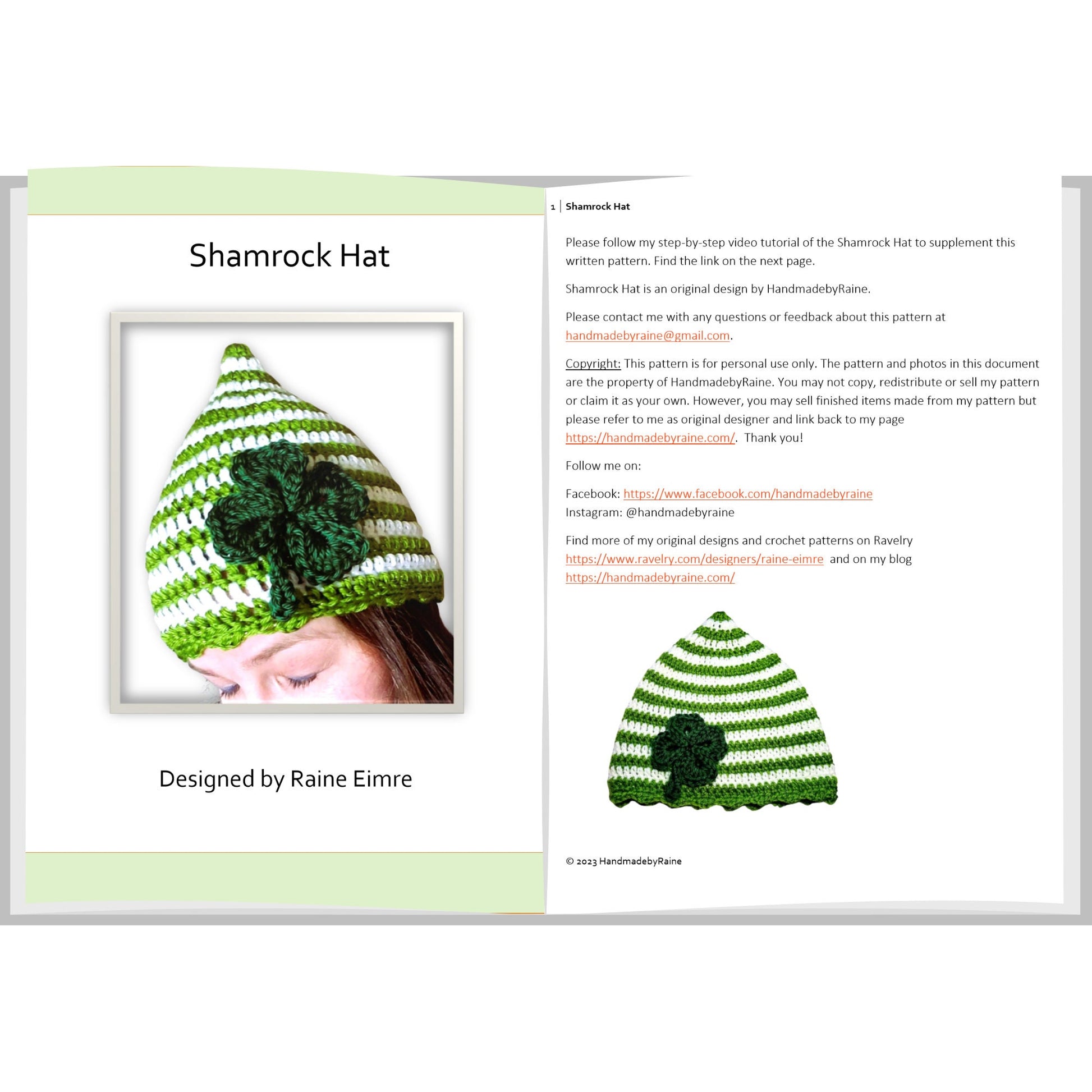 Shamrock Hat PDF crochet pattern